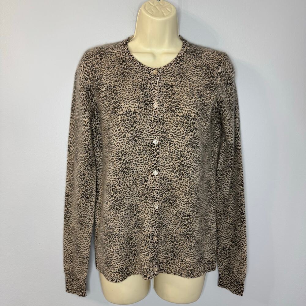C by Bloomingdale's Cashmere Animal Print Button Front Cardigan Lightweight M
